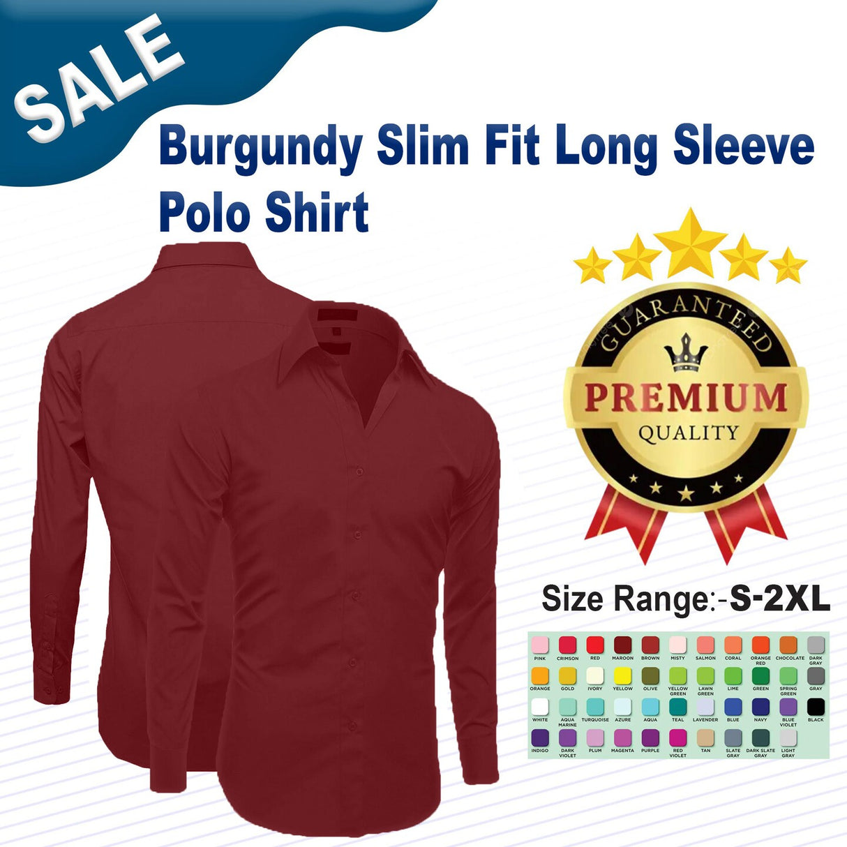Burgundy Slim Fit Long Sleeve Polo Shirt