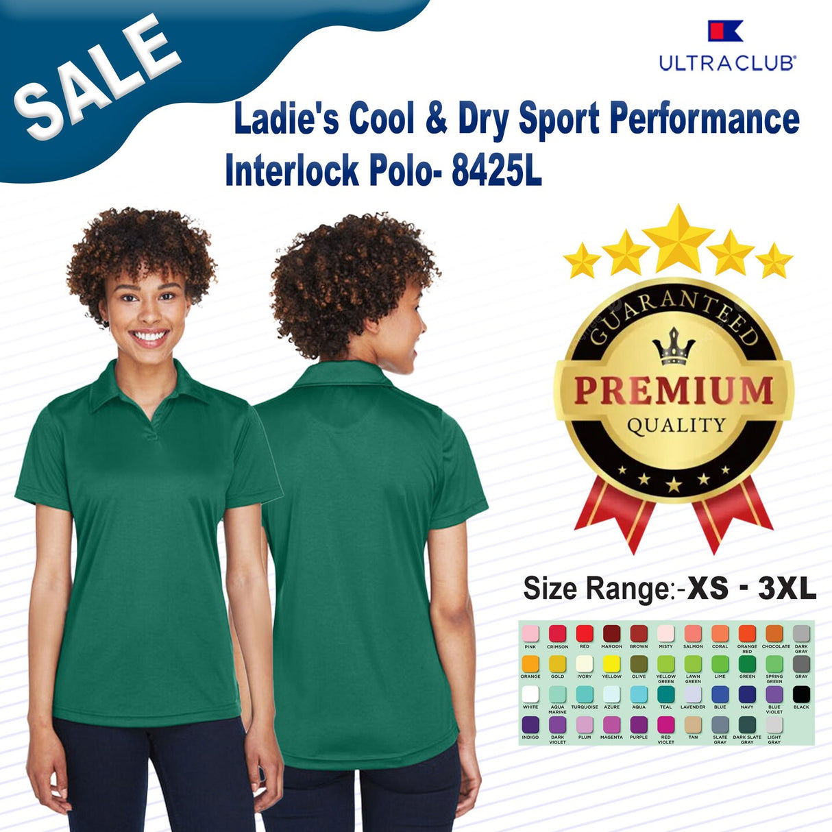 UltraClub® Ladie's Cool & Dry Sport Performance Interlock Polo