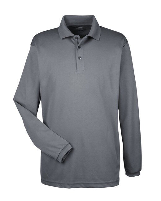 UltraClub® Adult Cool & Dry Long-Sleeve Mesh Pique Polo