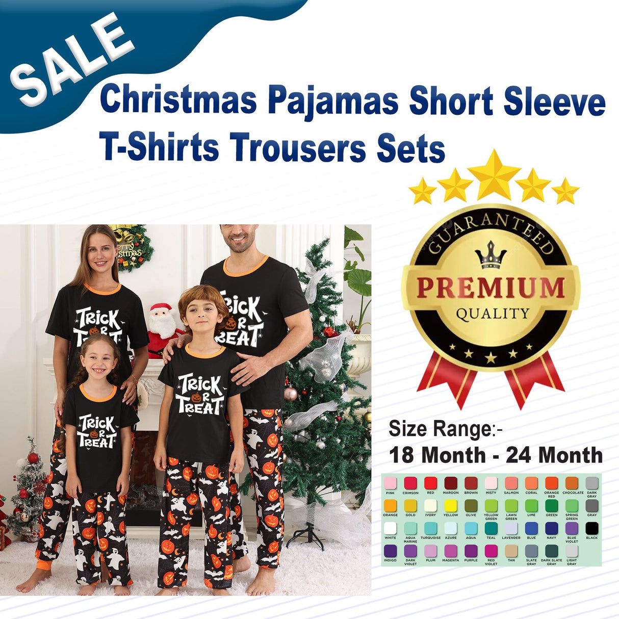 Christmas Pajamas Short-Sleeve T-Shirts Trousers Sets