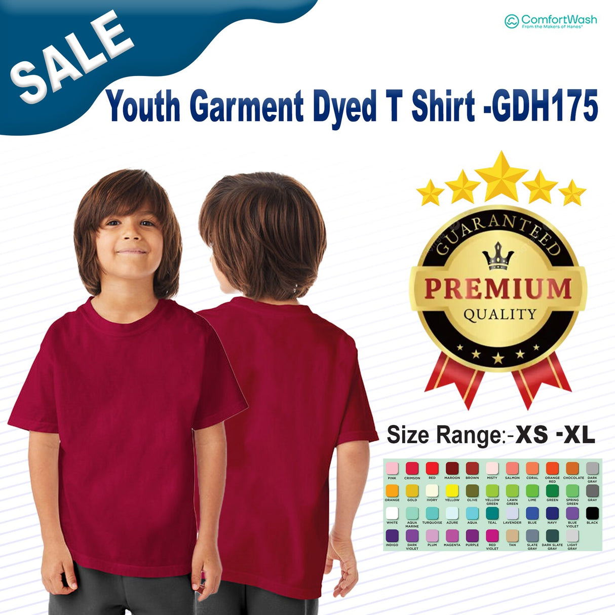 ComfortWash by Hanes® Youth Garment-Dyed T-Shirt