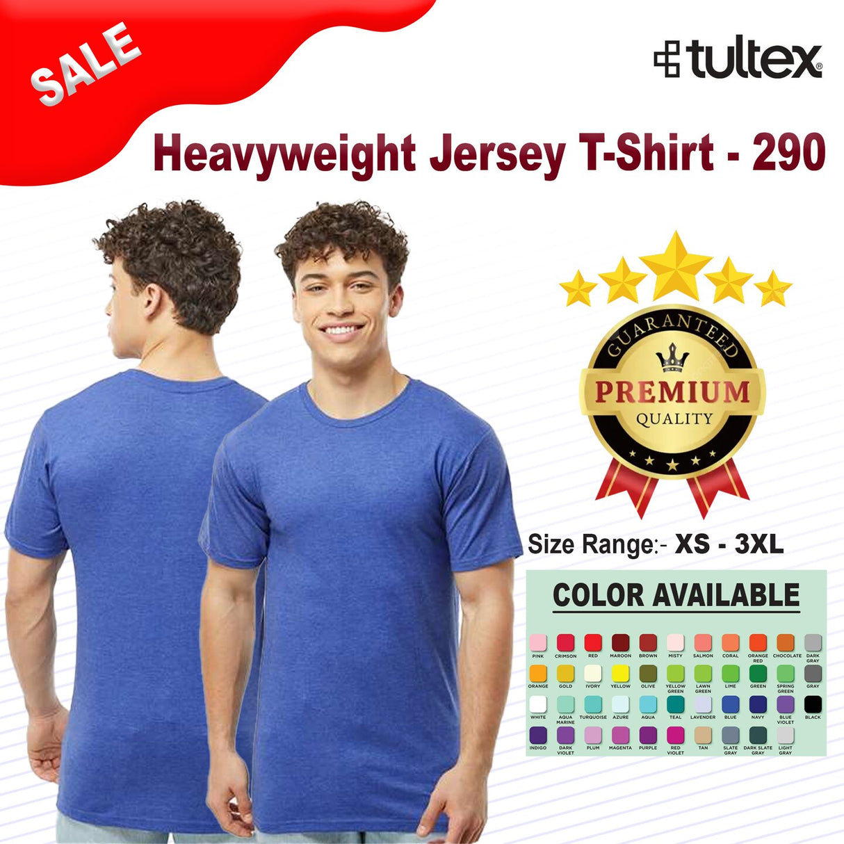 Tultex® Unisex Heavyweight Jersey Crew Neck Short Sleeve T-Shirt