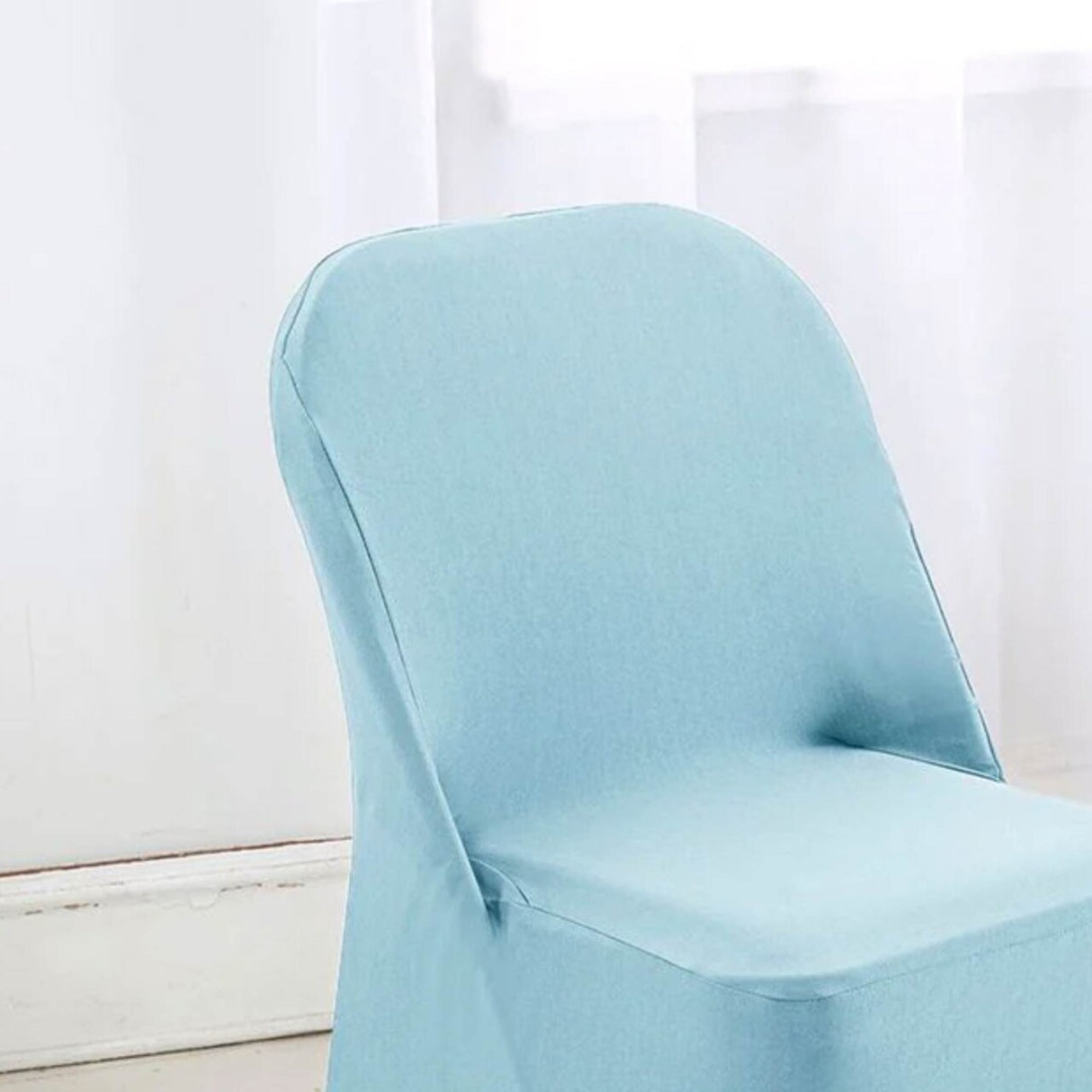 1 Piece Baby Blue Stretch Spandex Chair Cover for Soft Folding Seating