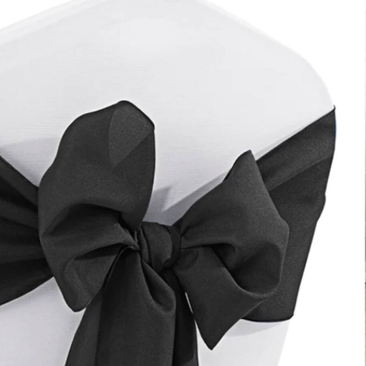 10 Pieces Black Sleek Polyester Chair Sashes 8"x108" Wrinkle Resistant Event Decor