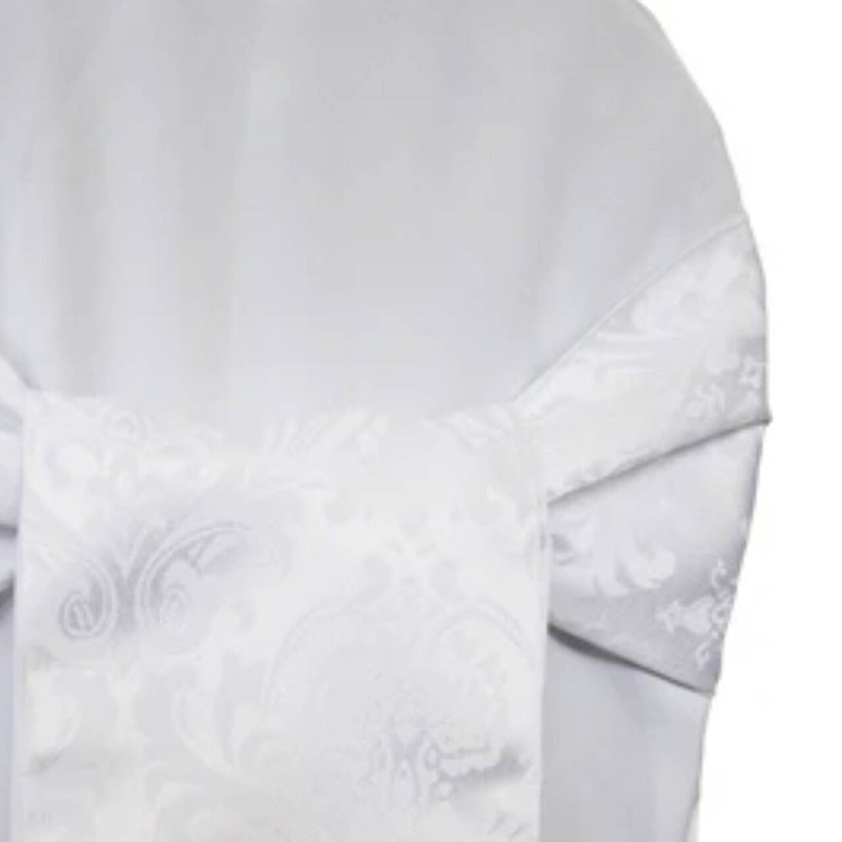 10 Pieces Classic White Floral Damask Jacquard Chair Sashes 7.5 x 108 Inches