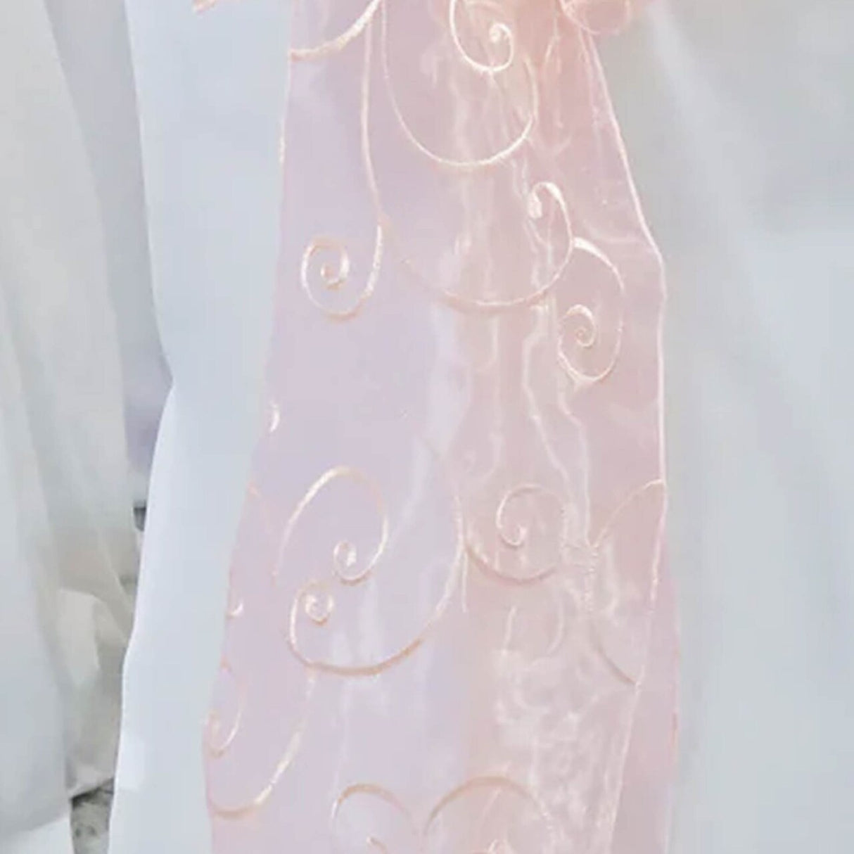 10 Pieces Blush Pink Rose Gold Embroidered Organza Chair Sashes Sheer Elegant Wedding Chair Wraps 8"x108"