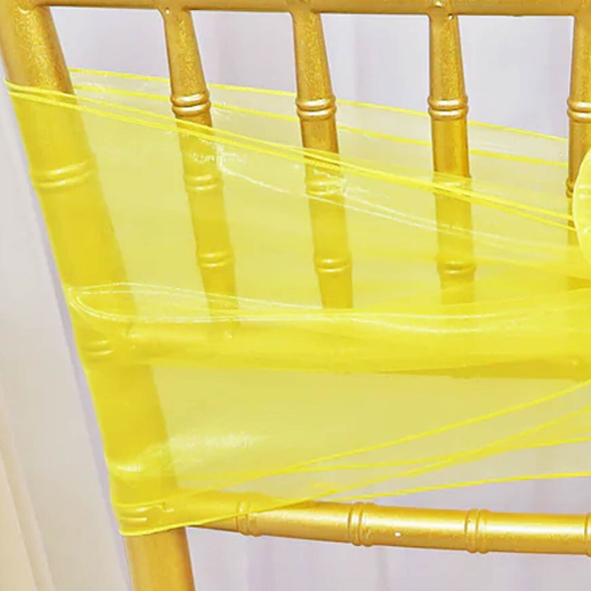 10 Pieces Canary Yellow Organza Chair Sashes 8"x108" Sheer Chair Decor for Weddings & Events