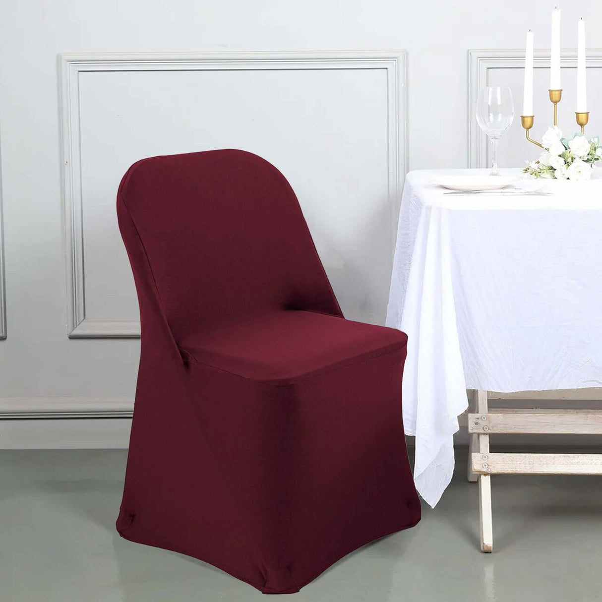 1 Piece Burgundy Stretch Spandex Chair Cover for Elegant Folding Seating