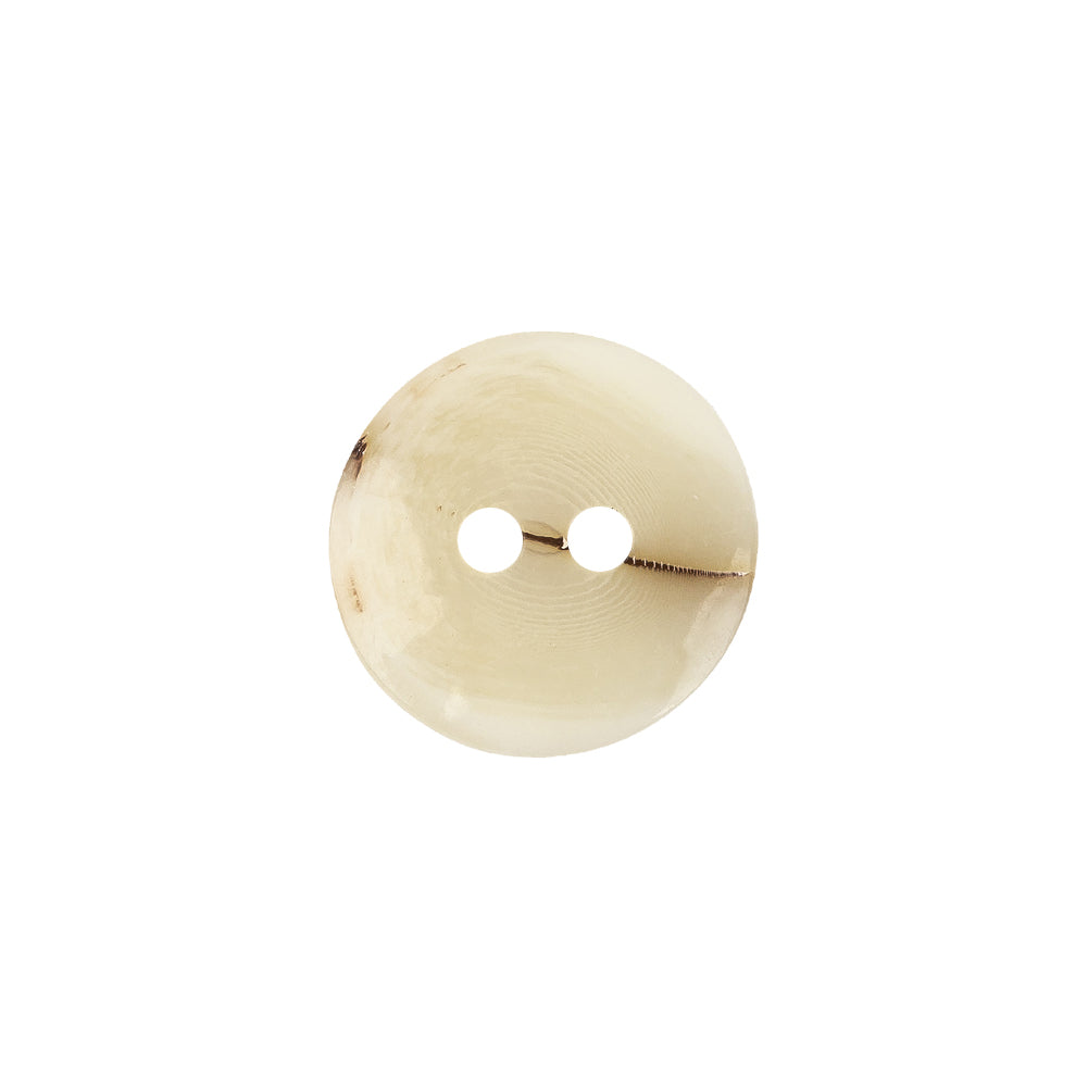 Ivory Waterfall-Edge Plastic 2-Hole Button with Organic Brown Stripe - 24L/15mm