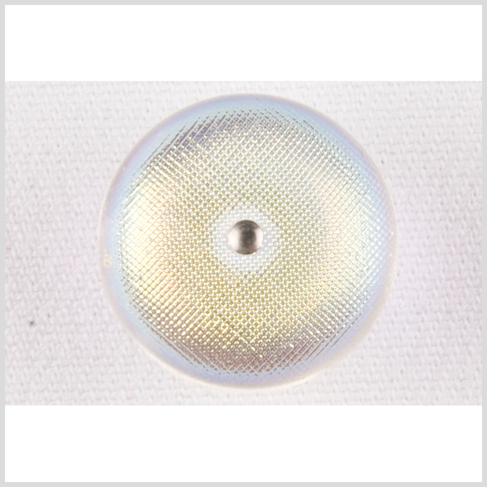 Plastic Shank Back Button - 24L/15mm - Iridescent White Dome with Metal Center