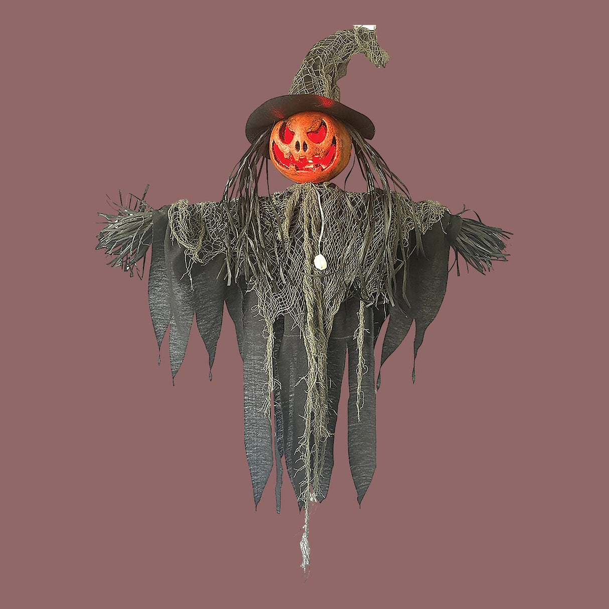 Pumpkin Hanging Scarecrow Rustic Ragged Clothes Halloween Decoration