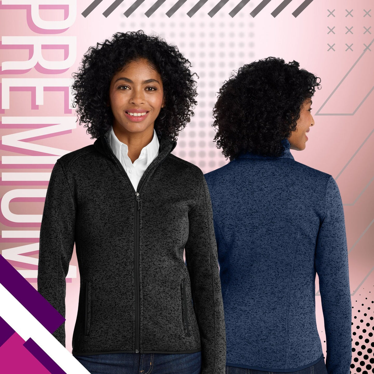Port Authority® Women's Sweater Fleece Jacket Comfortable Warm Modern Style