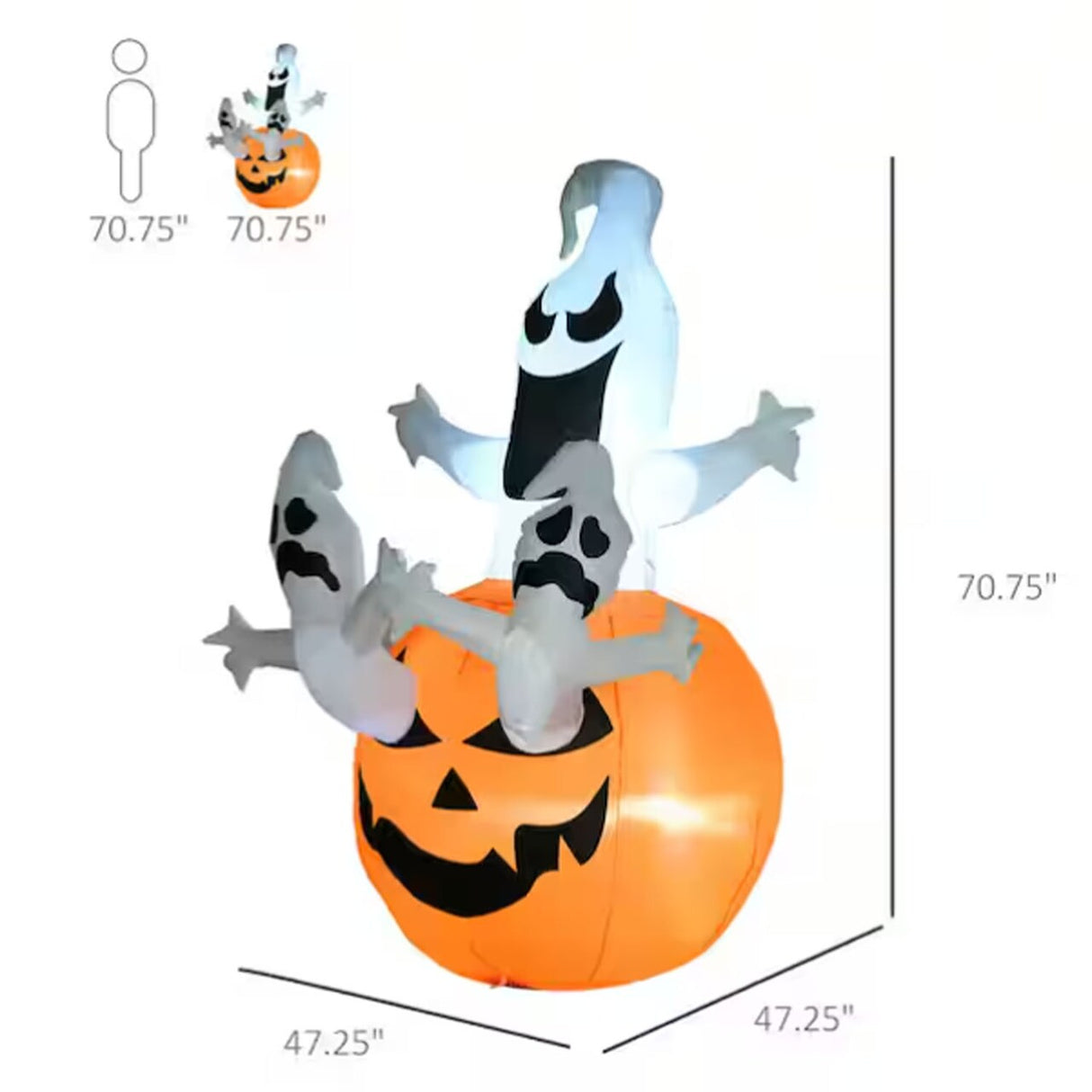 6 Ft LED Jack-O-Lantern Ghost Halloween Inflatable