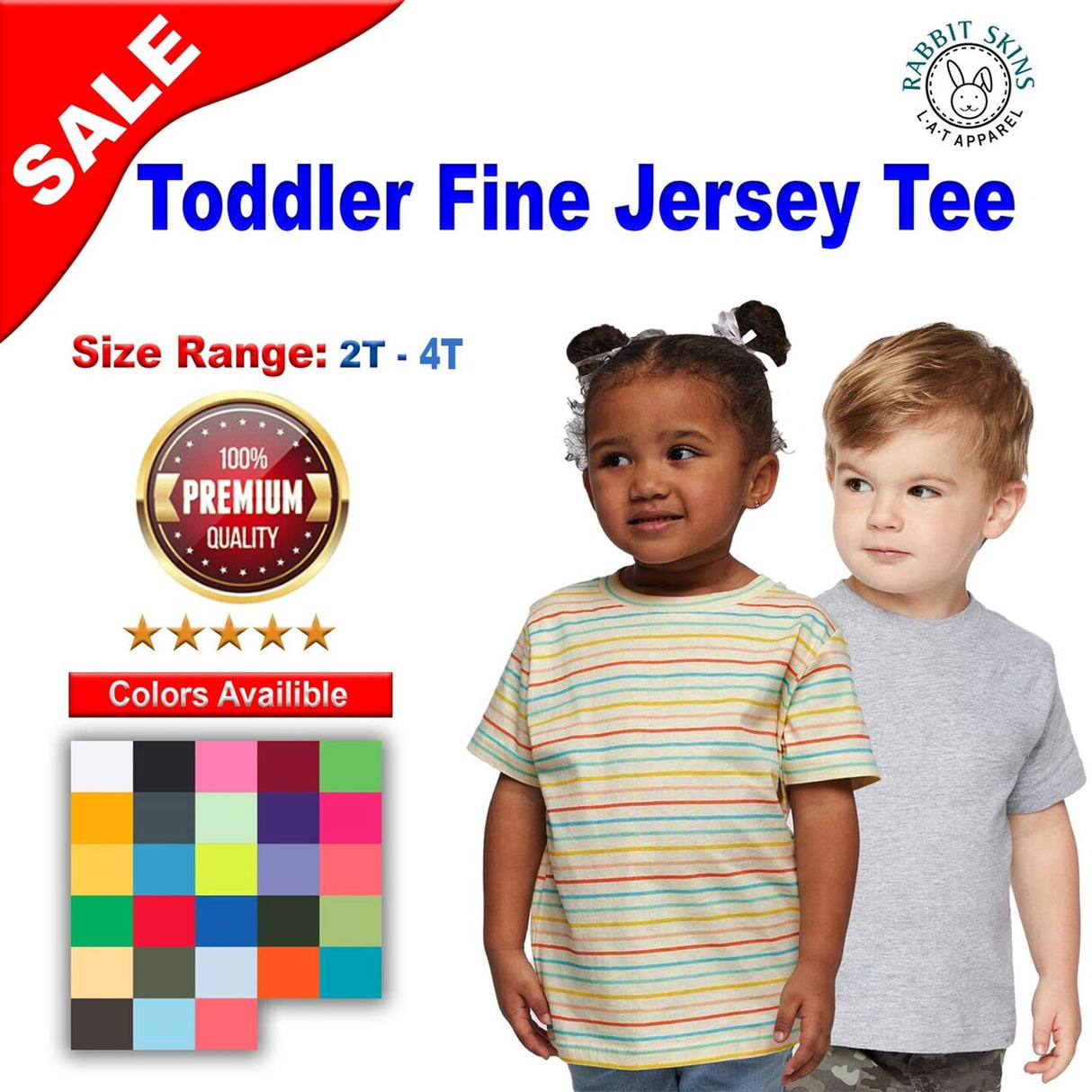 RADYAN® Toddler Crewneck Short Sleeve Fine Jersey Tee