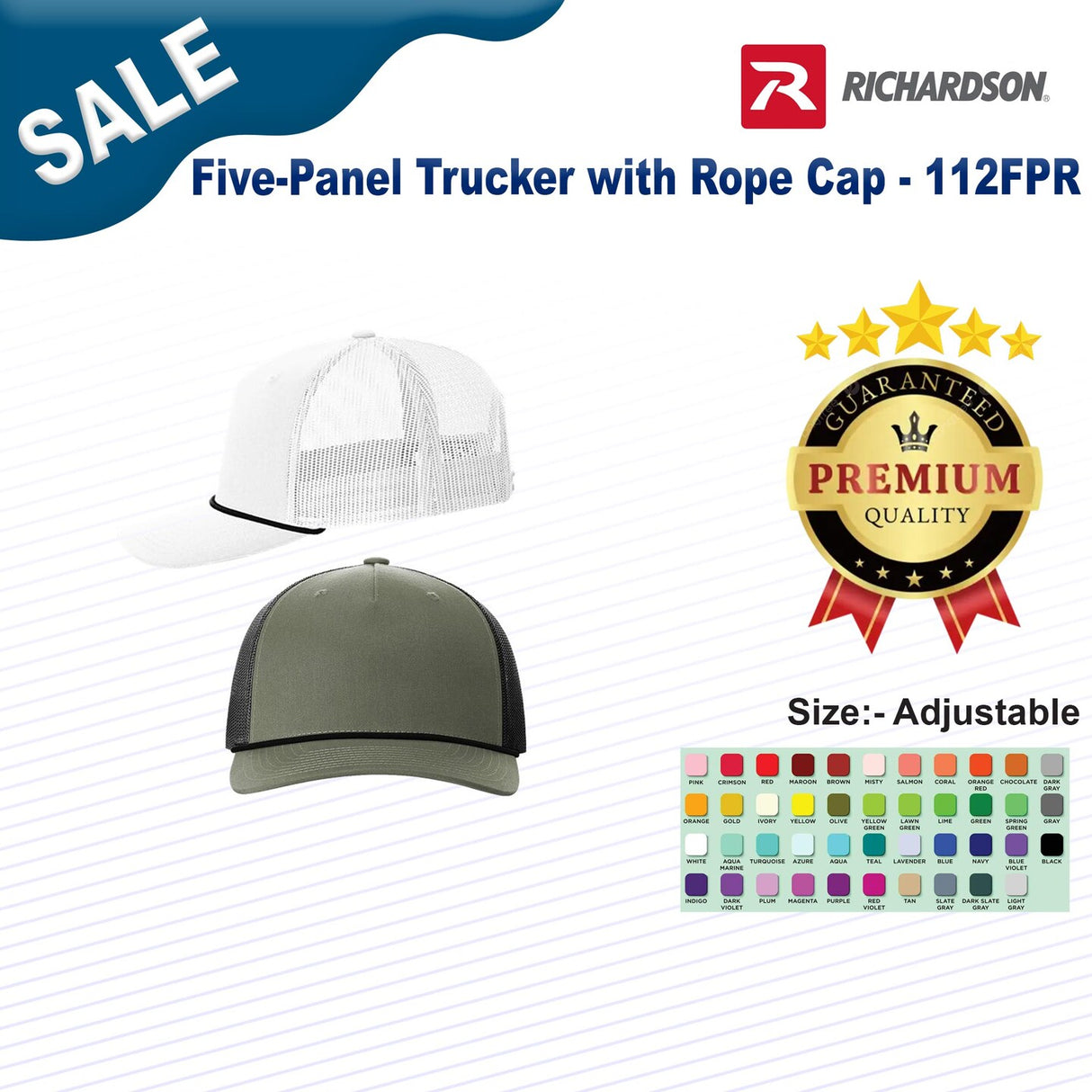 Richardson® Five Panel Trucker with Rope Cap