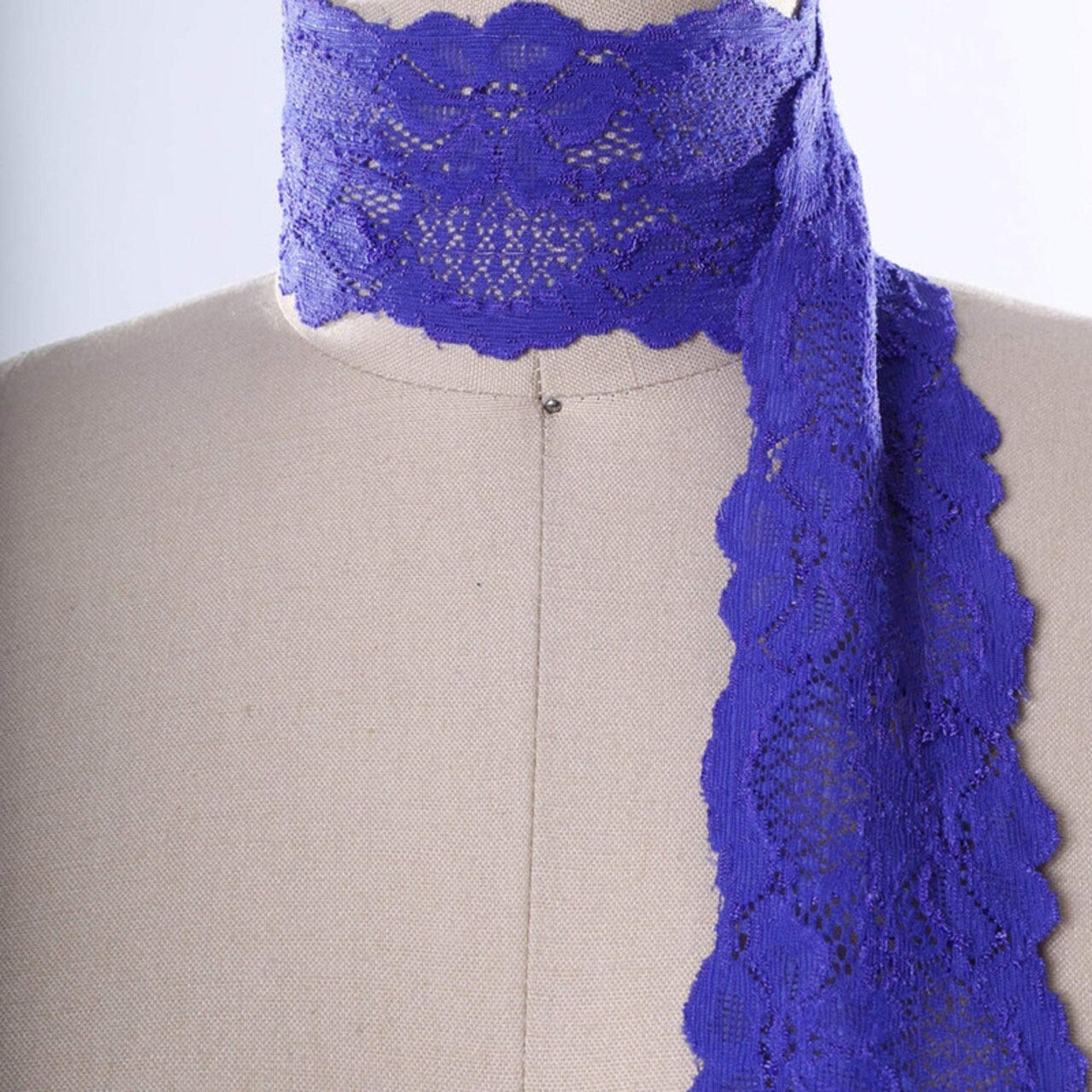 2 Yards Purple Wide Stretch Lace 2.5" Floral Elastic Trim for Lingerie, Overlays & Accents