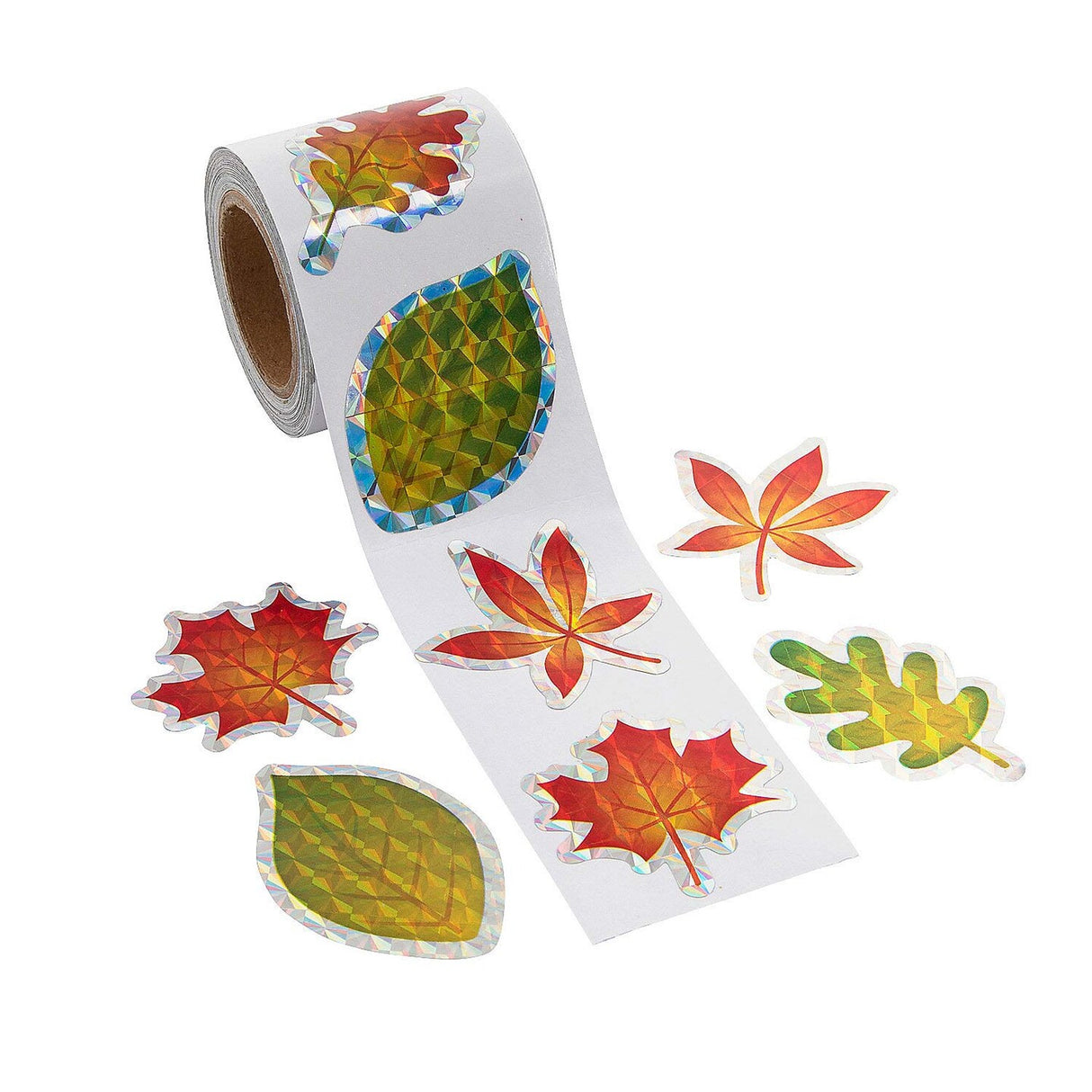 Fall Leaf Prism Sticker Roll 100 Pieces