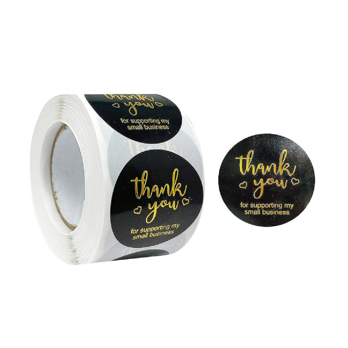 Wrapables 1.5" Thank You Stickers Roll Sealing Stickers and Labels 500pcs Black & Gold