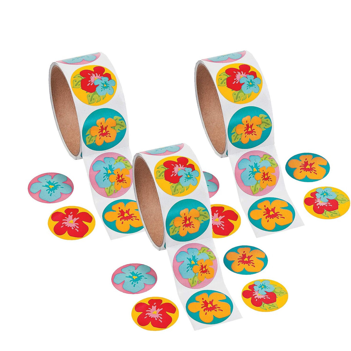 Hibiscus Sticker Roll 100 Pieces