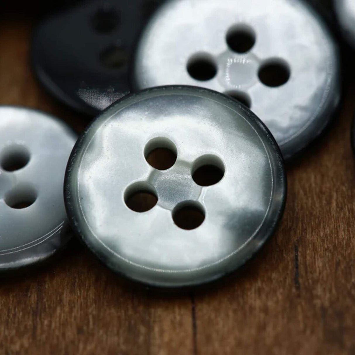Gray Faux Shell Buttons 12pcs, 15mm 5/8", 4-Hole Luminous Center Sewing Buttons