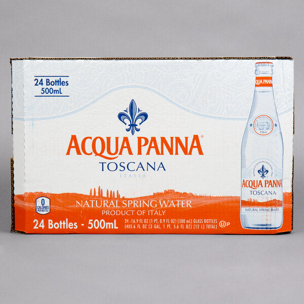Acqua Panna 500 mL Natural Spring Water in Glass Bottle - 24/Case