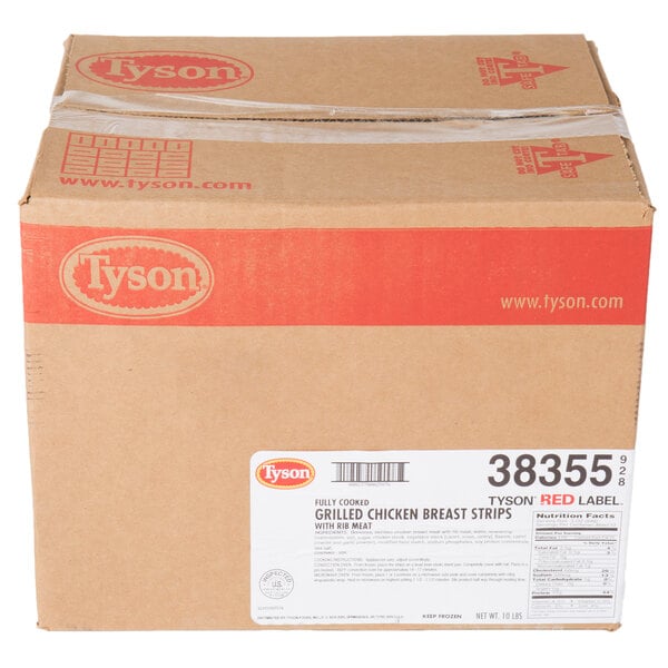 Tyson Red Label 5 lb. Bag of Fully Cooked Grilled Chicken Breast Strips - 2/Case