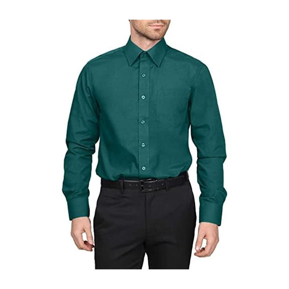 Mens Slim Fit Long Sleeve Polo Shirt Teal Color