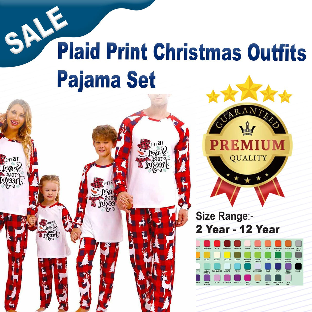 Plaid Print Christmas Outfits Pajama Set