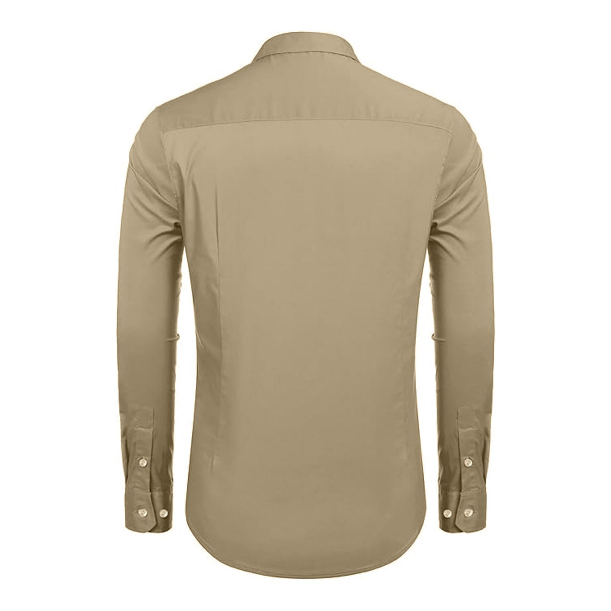 খাকি স্লিম ফিট লম্বা হাতা পোলো শার্ট