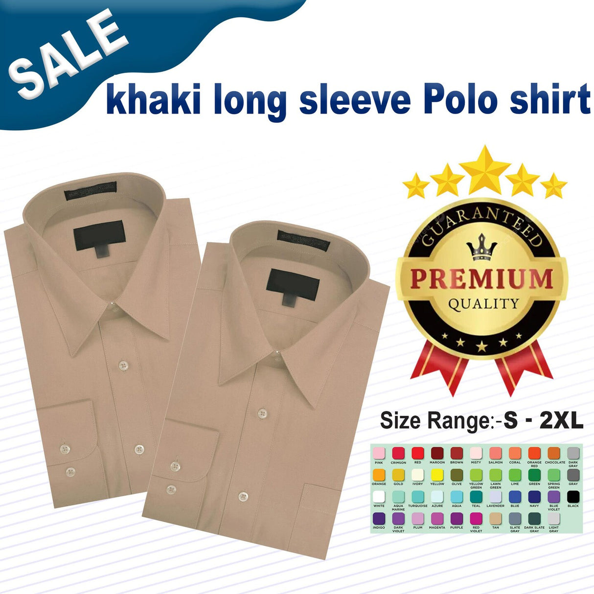 khaki long sleeve Polo shirt