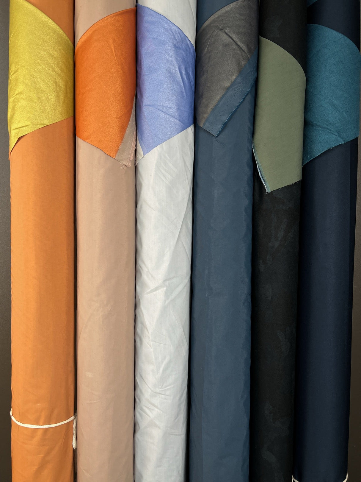 Wool Laminated Coated Fabric Beige Blue Orange