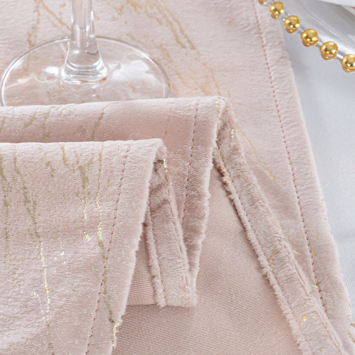 Velvet Table Runner 13x108 Blush Pink/Rose Gold