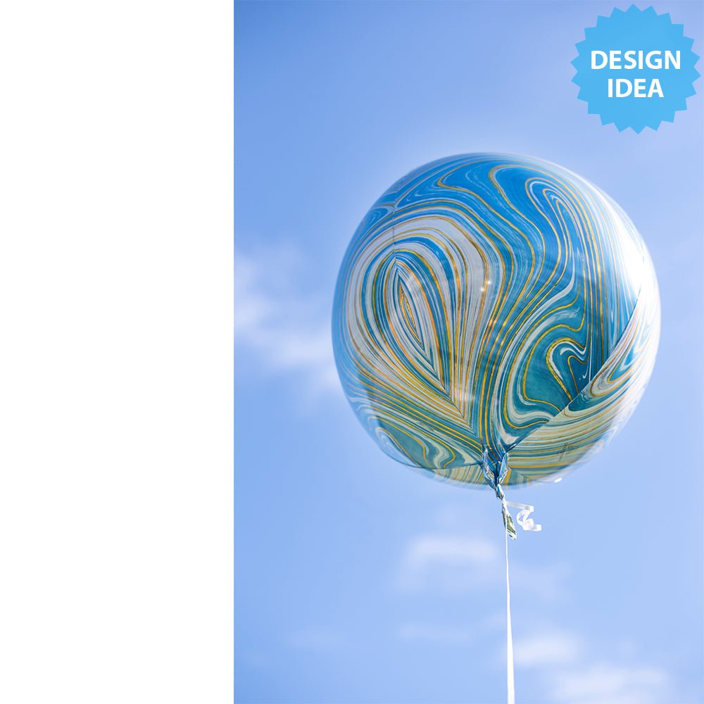 16 Inch Blue Marblez Orbz Balloon