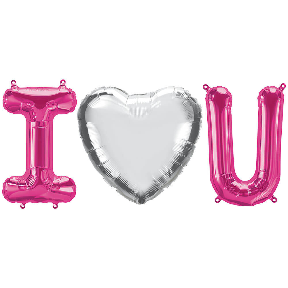 Foil Balloon I Heart U Letters Kit
