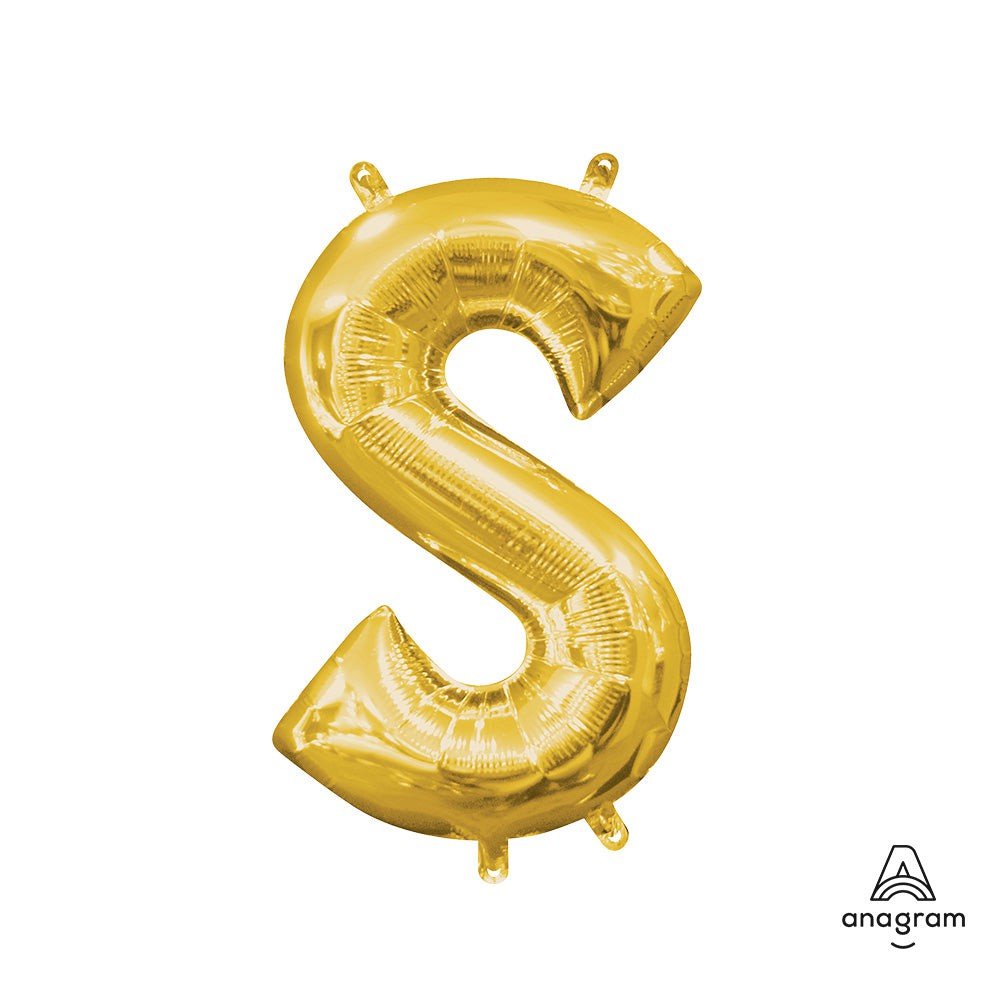 Foil Balloon Letter S Gold Air-Fill Only
