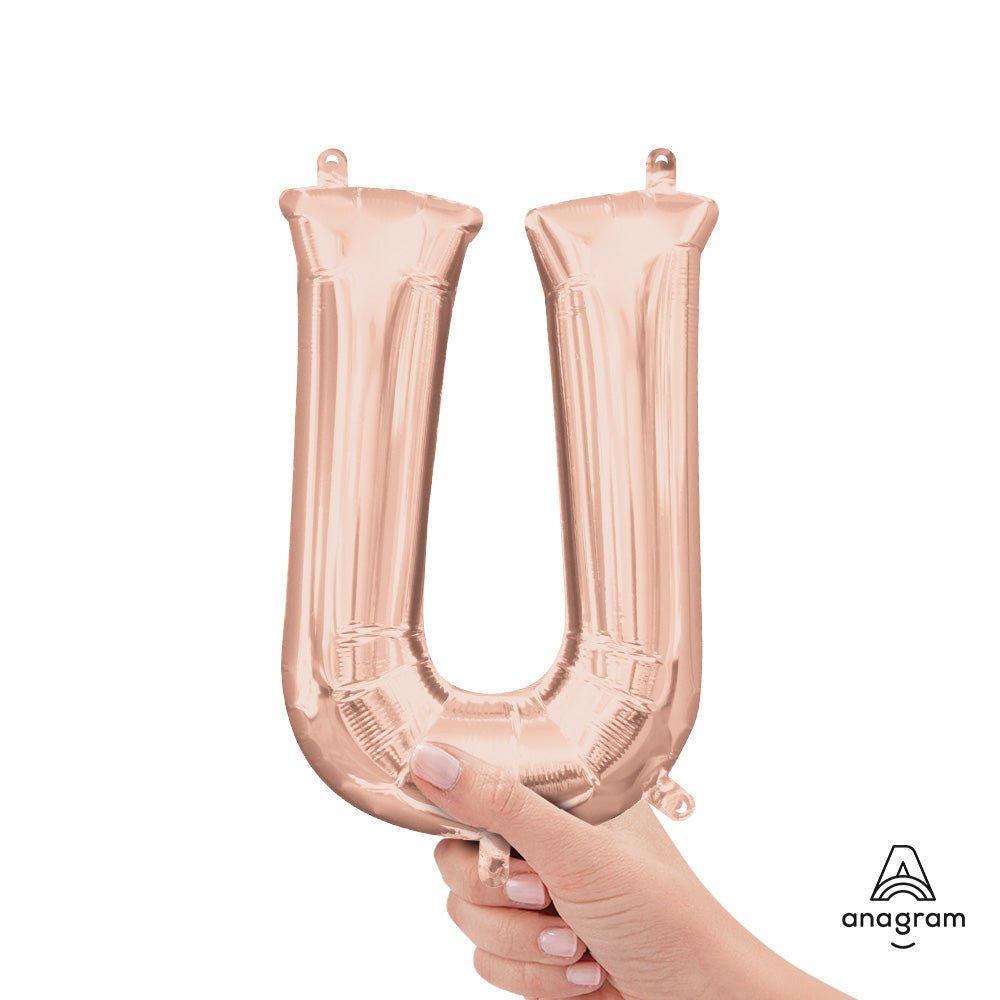 Foil Balloon Letter U Rose Gold 16 Inch