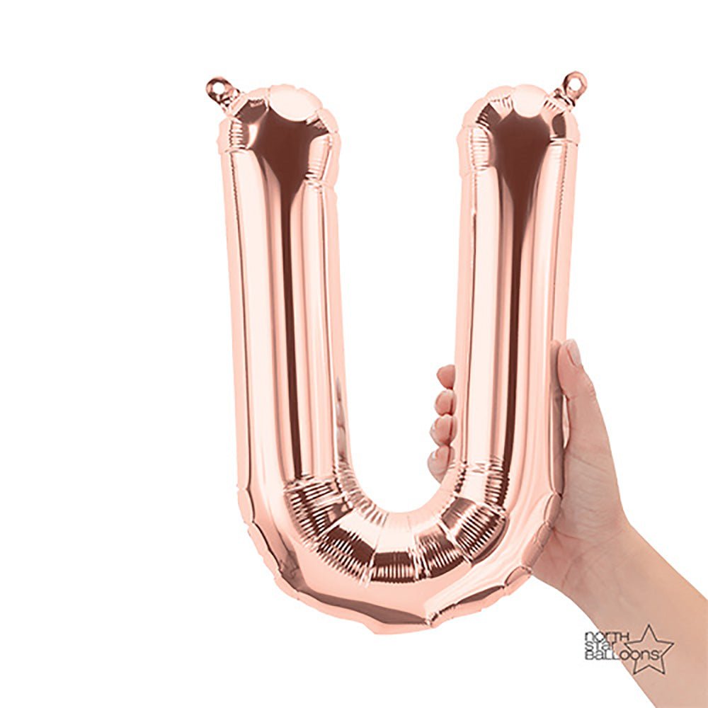 Foil Balloon Letter U Rose Gold