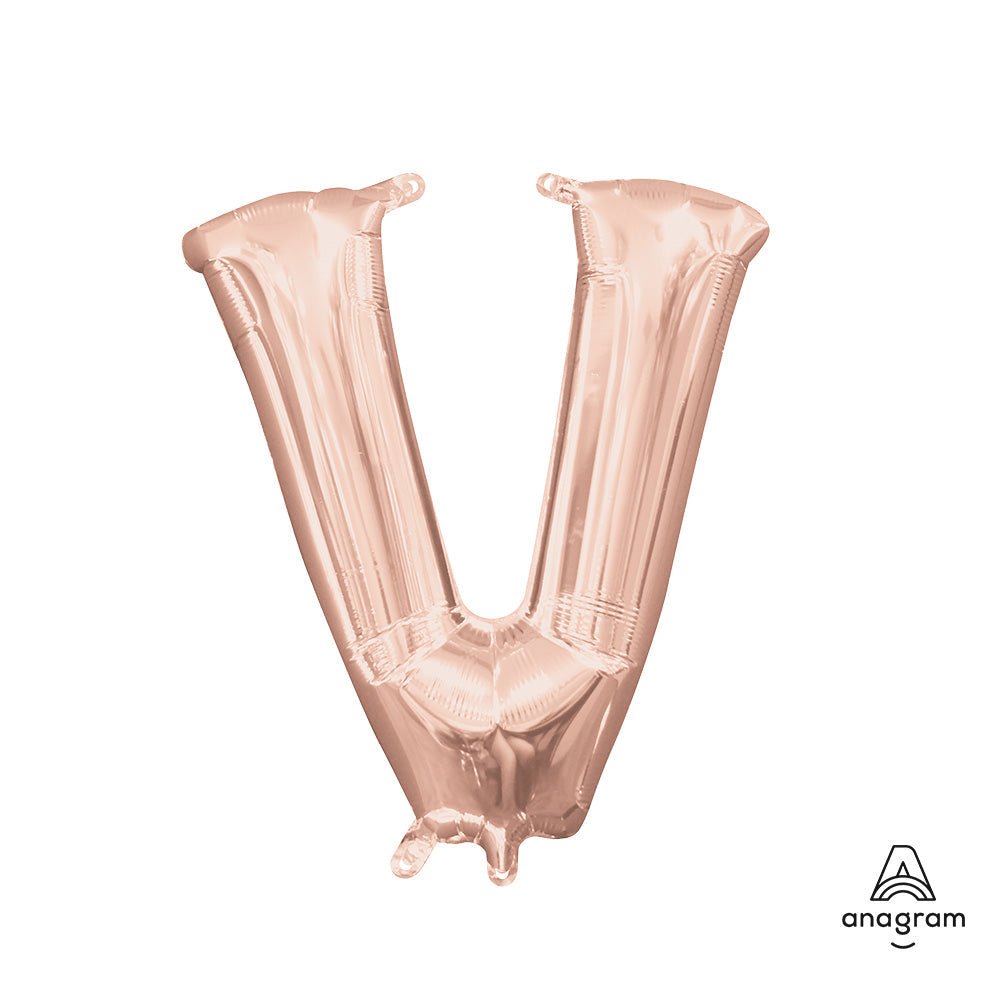 Foil Letter V Balloon Rose Gold 16 Inch