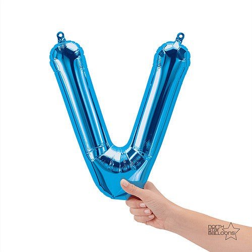 Letter V Blue Foil Balloon