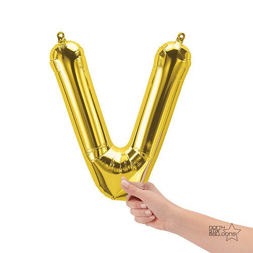 Foil Balloon Letter V Gold 16 Inch
