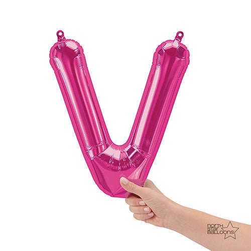 Foil Balloon Letter V Magenta 16 Inch