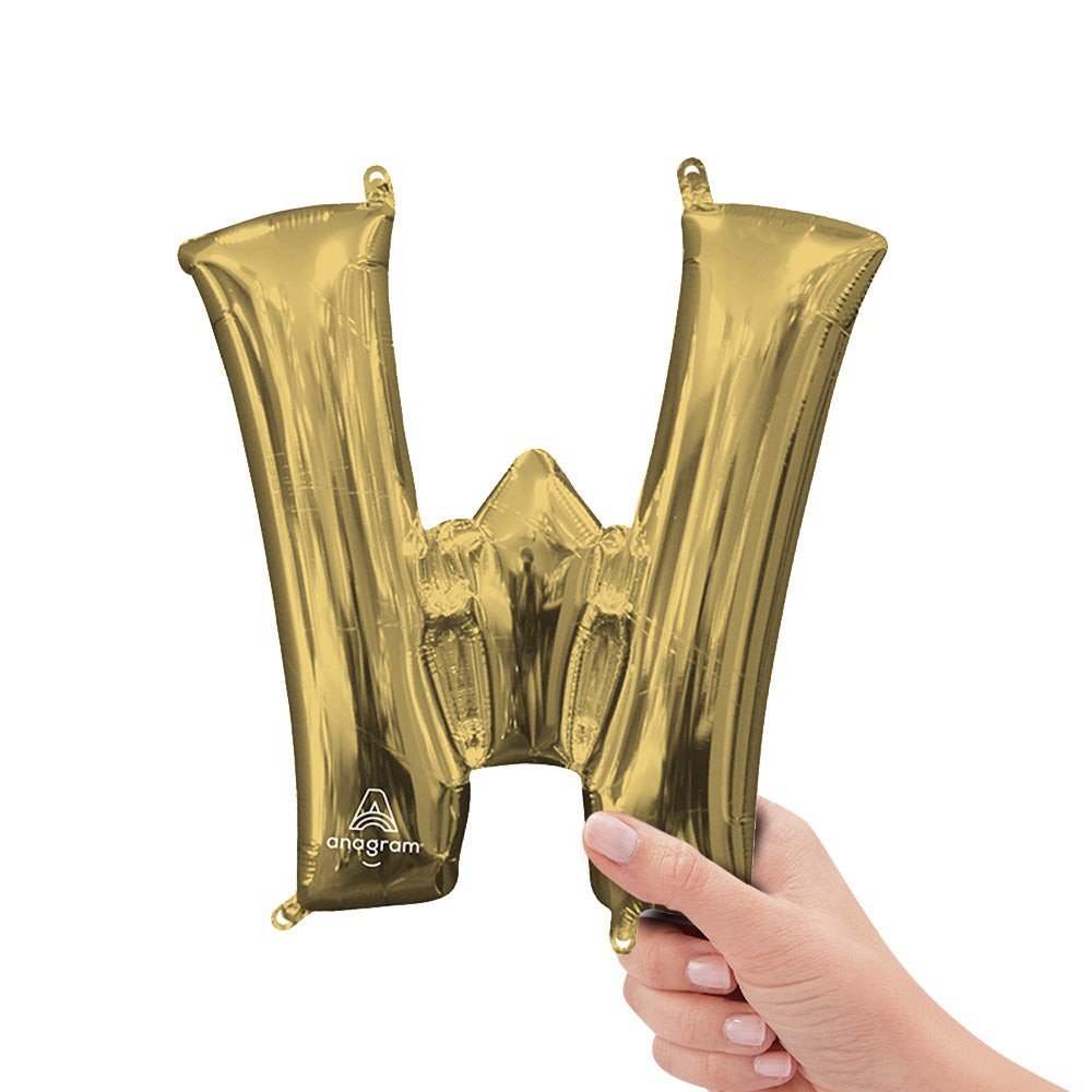 Foil Balloon Letter W White Gold