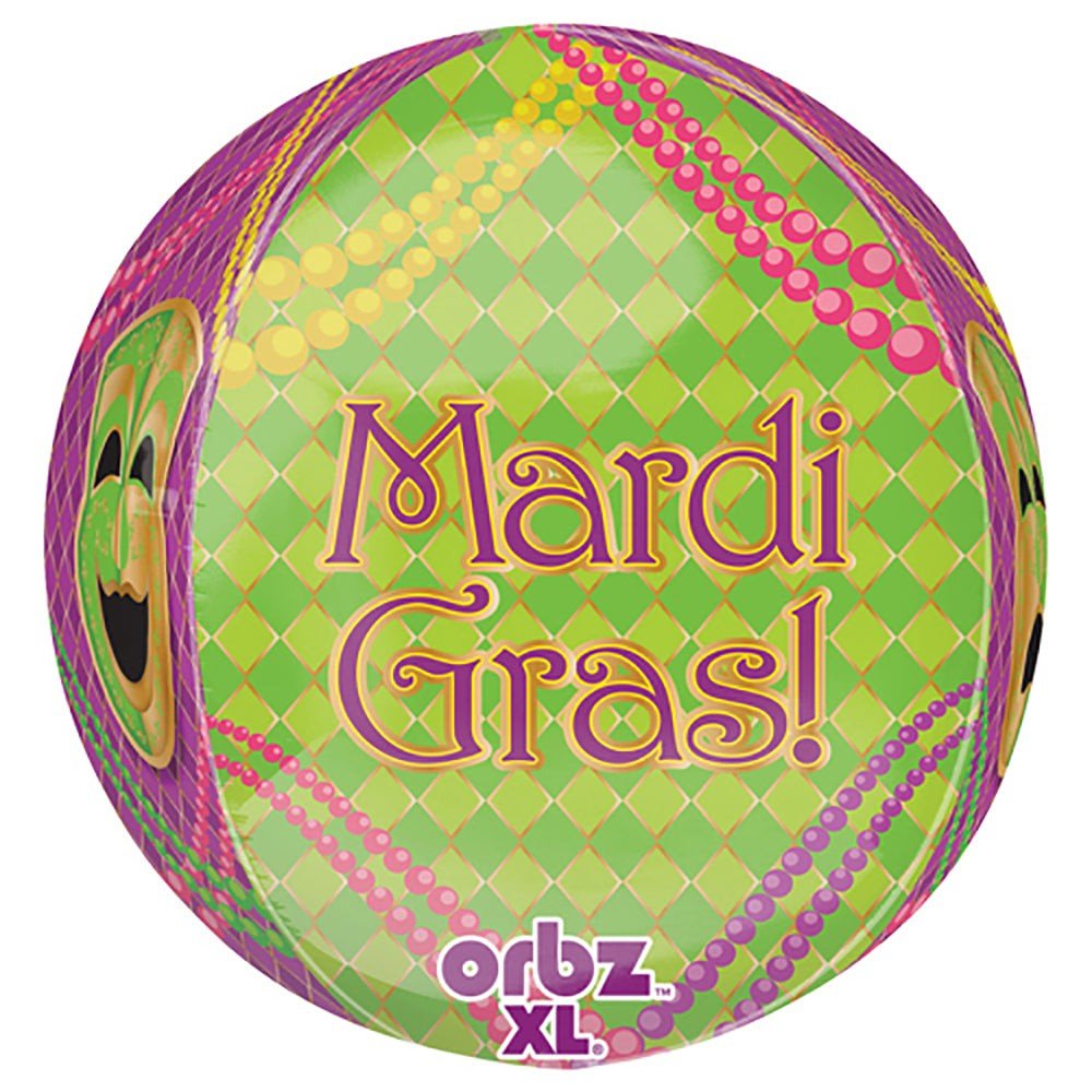Mardi Gras Party Orbz Foil Balloon 16 Inch