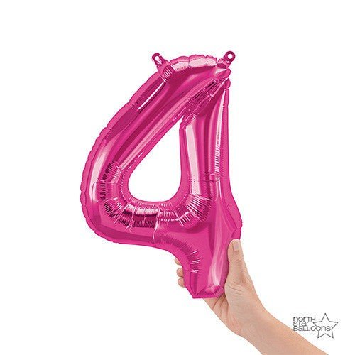 Foil Balloon Number 4 Magenta