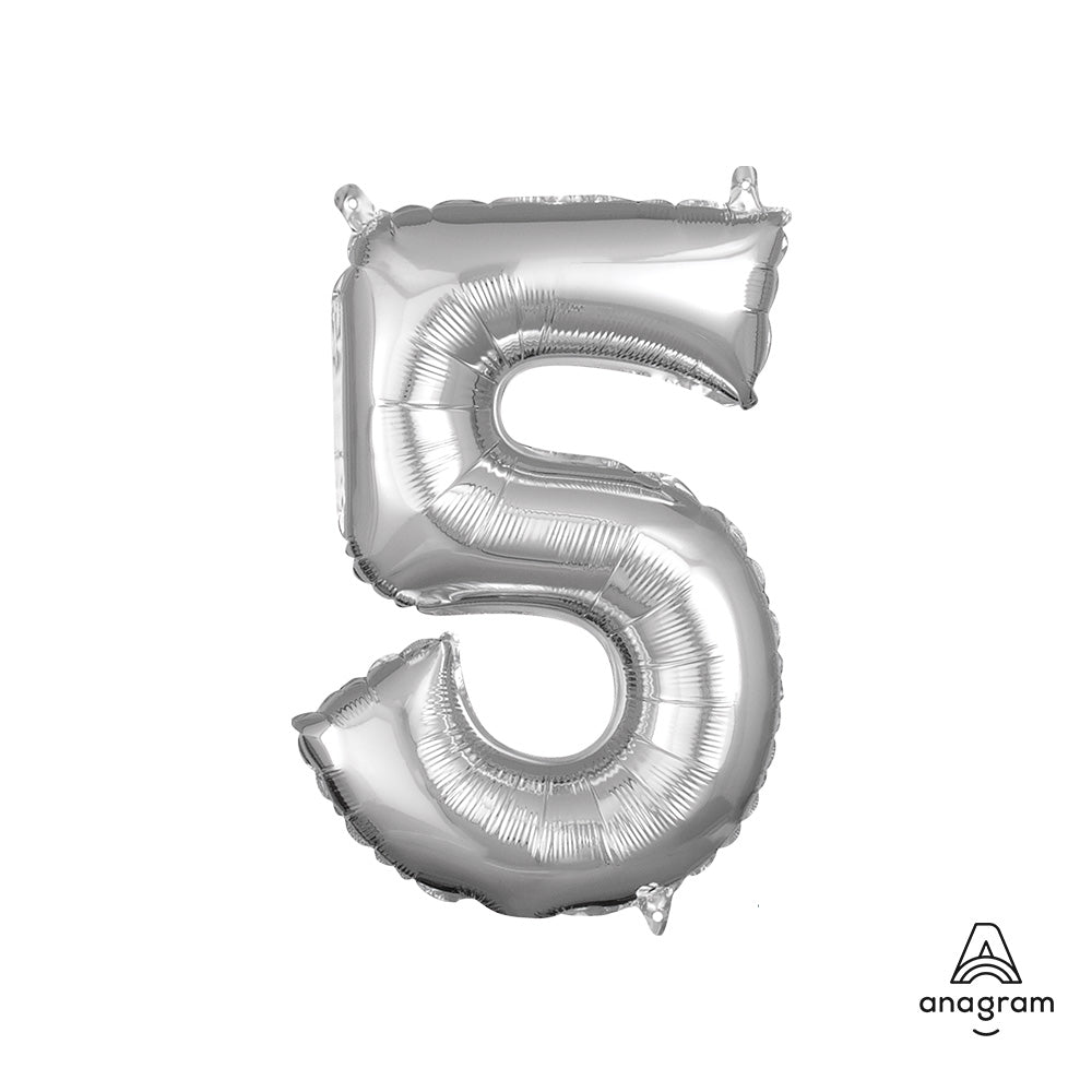 Foil Number 5 Silver Balloon