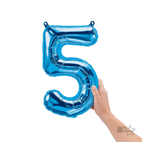 Foil Balloon Number 5 Blue Air-Fill Only