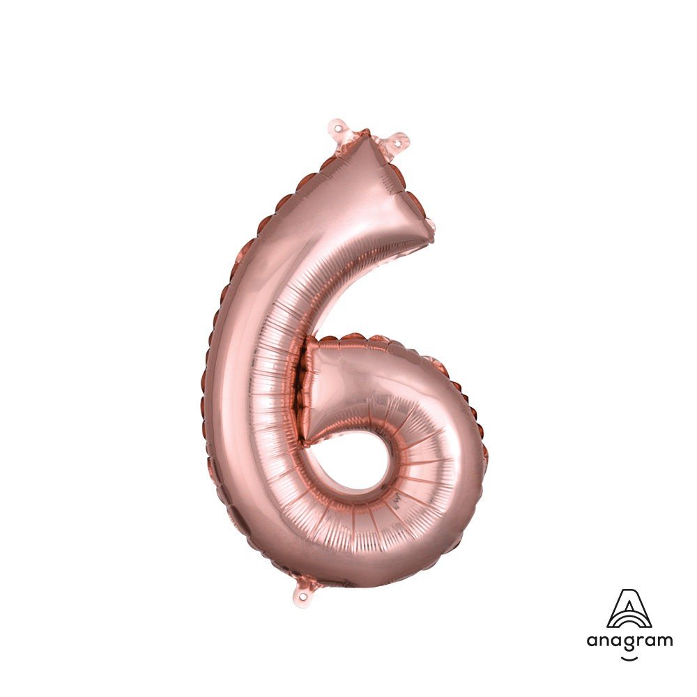 Foil Number 6 Balloon Rose Gold