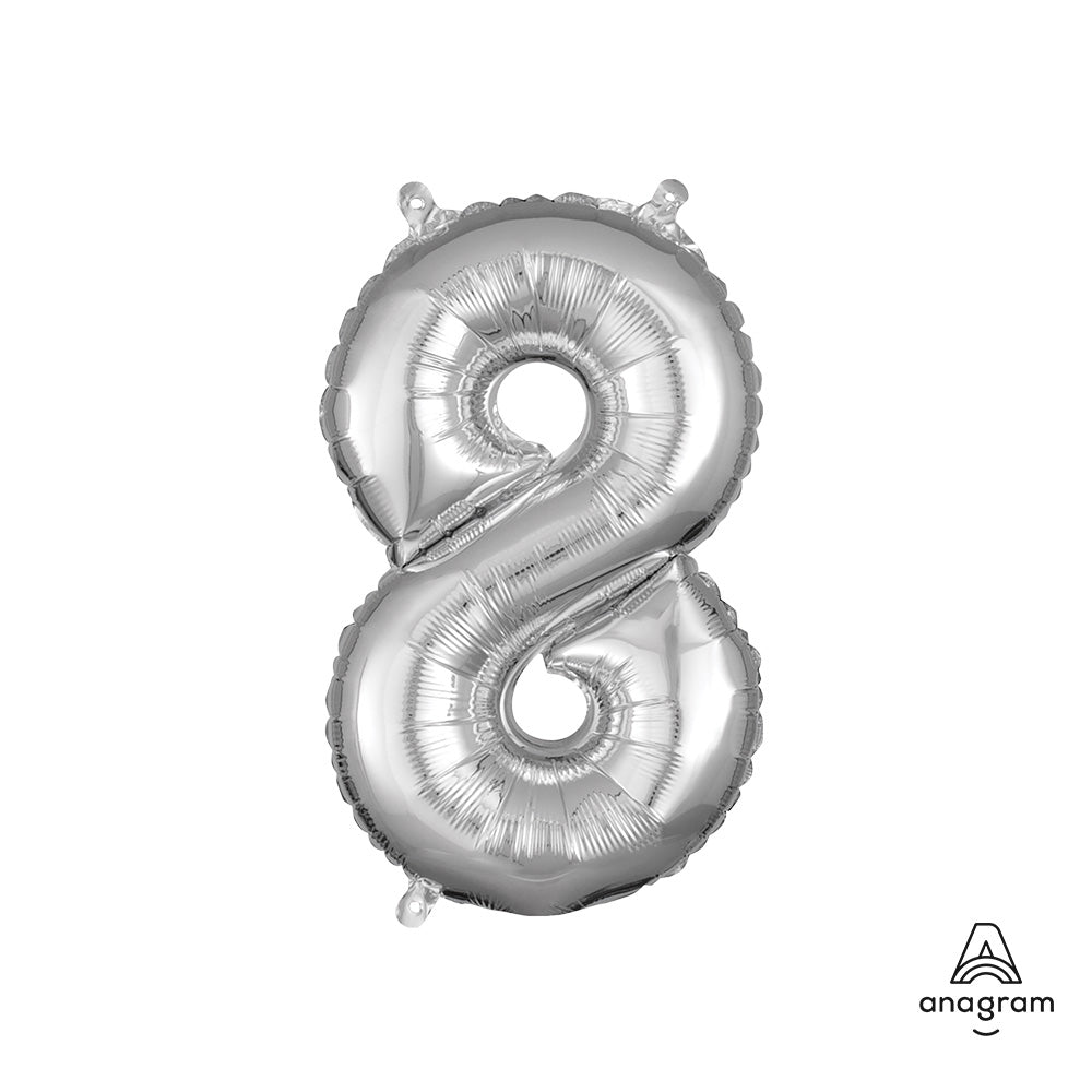 Foil Number 8 Silver Balloon