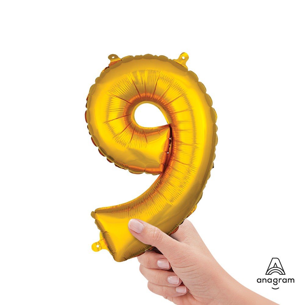 Foil Balloon Number 9 Gold