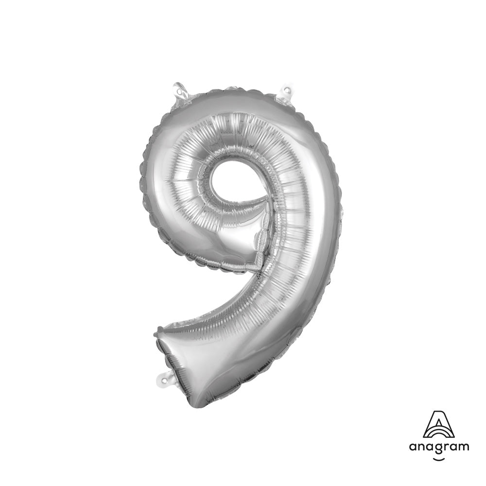 Foil Balloon Number 9 Silver